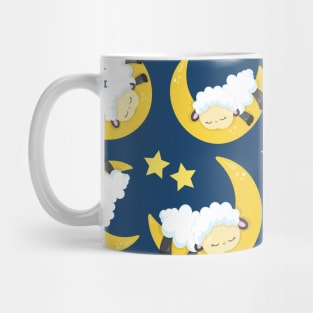 Sheep Pattern, Sleeping Sheep, Moon, Stars Mug